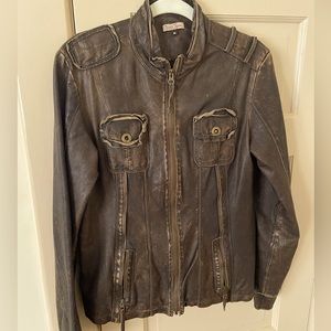 Dick & Jayne Distressed Leather Bomber Jacket